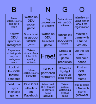 ODU Sports Bingo Card