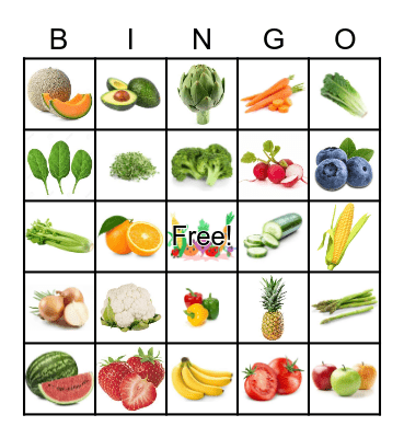 Fruits & Veggie Bingo! Bingo Card