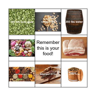 Food Bingo Card