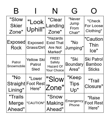 Safety BINGO Card