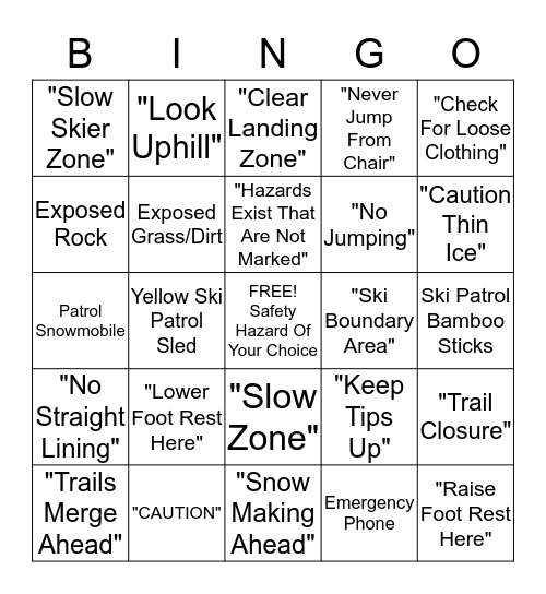 Safety BINGO Card