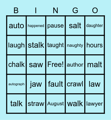 5.3 aw, au, augh, al Bingo Card