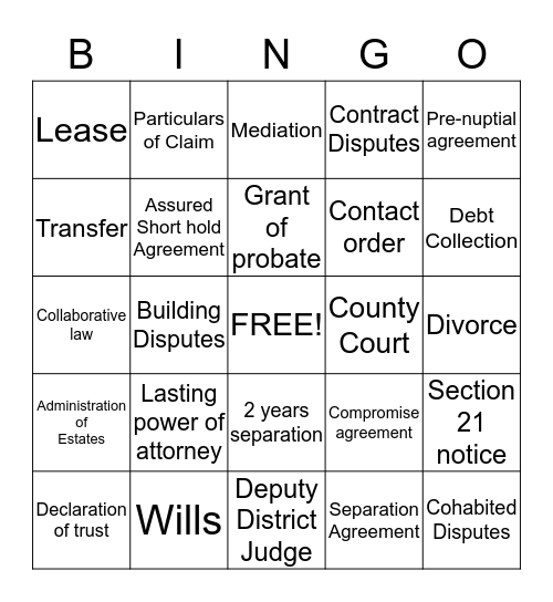 Scott Bailey Bingo Card