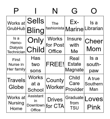 Punkin's Meet-N-Greet BINGO  "PINGO" Bingo Card