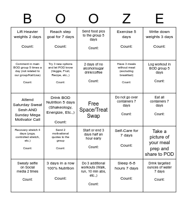The Boozie Bunch! Bingo Card