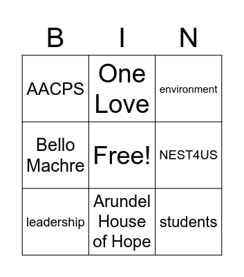General Session Bingo Card