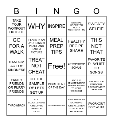 #SHOWUP Bingo Card
