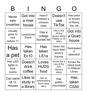 Straus Human Bingo Card