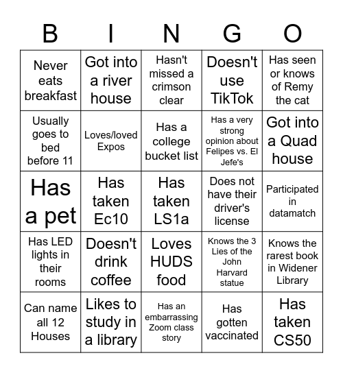 Straus Human Bingo Card
