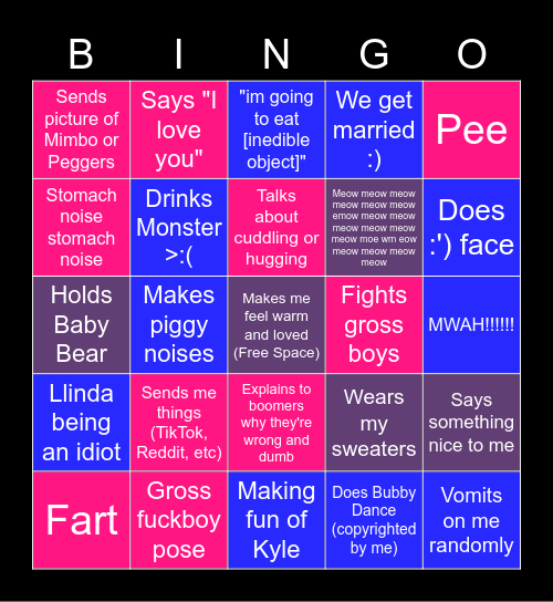Bubby Bingo Card