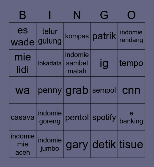 third Bingo Card