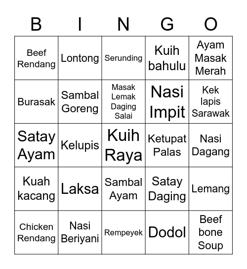 Rayalicious Bingo Card