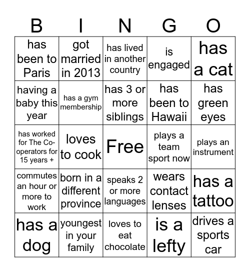 Ice Breaker Bingo  Bingo Card