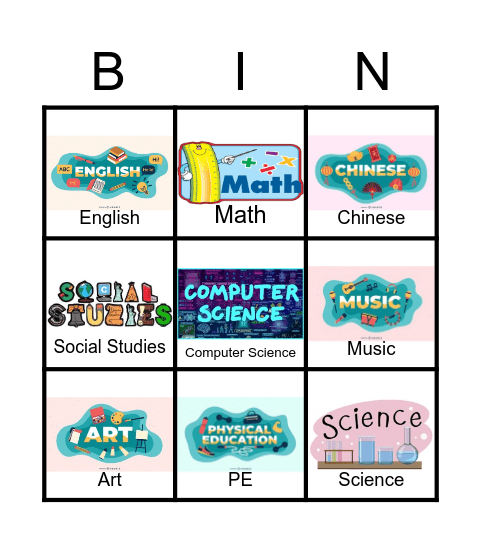 Subjects! Bingo Card