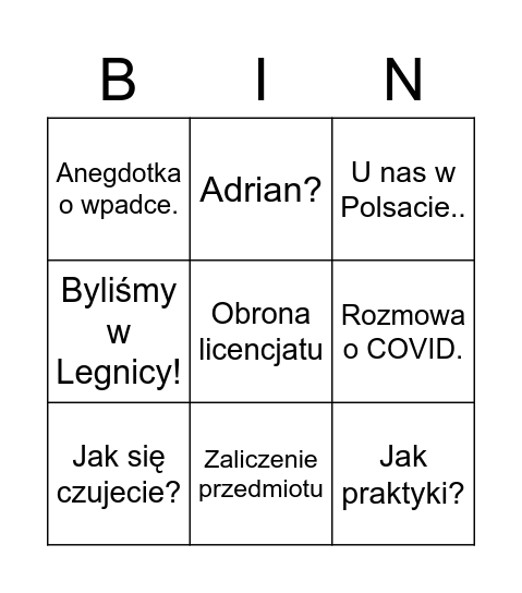 Untitled Bingo Card