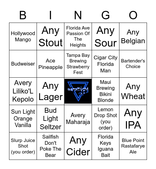 Craft Beer Bingo Card