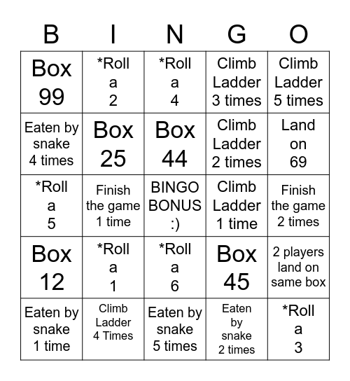 Ular Tangga Bingo Card