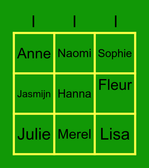 Jaartje '19 Namen-Bingo Card