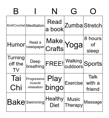 Coping Bingo Card