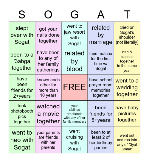 BINGO - SOGAT EDITION! Bingo Card