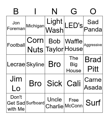 Charlie Bingo Card