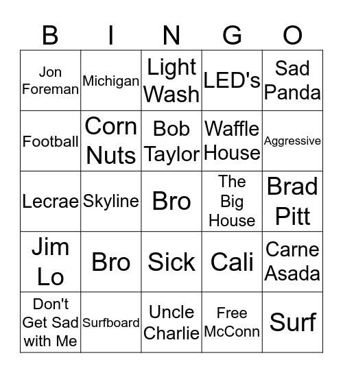 Charlie Bingo Card