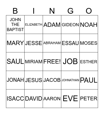 PEOPLE IN THE BIBLE Bingo Card