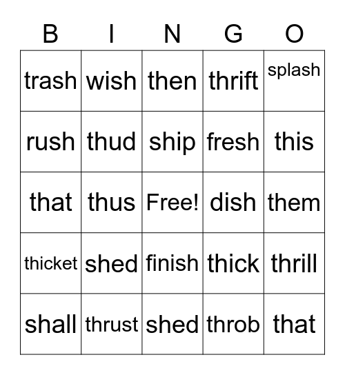 sh th Bingo Card