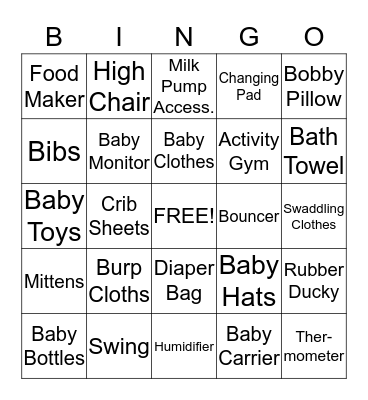 Karolyn & Brian's Baby Shower Bingo Card