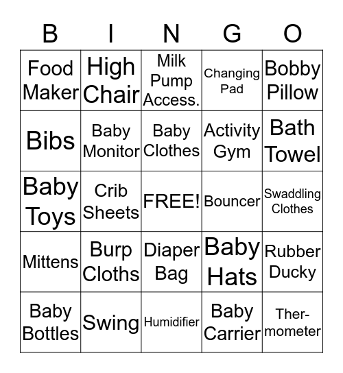 Karolyn & Brian's Baby Shower Bingo Card