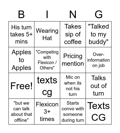 CH Bingo Card