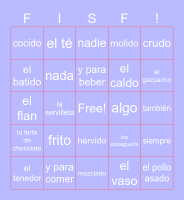 Food Especialidad Bingo Card