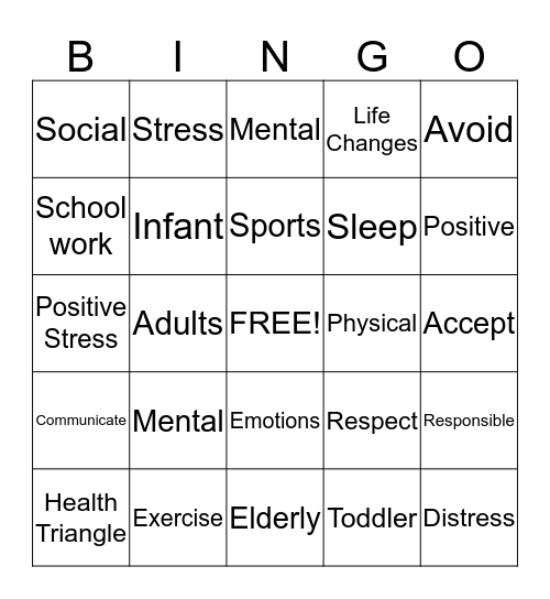 HEALTHY CLASS Bingo Card