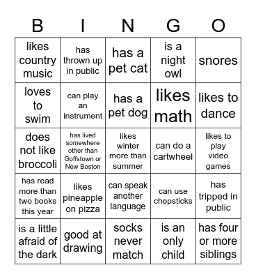 Get to Know You Better BINGO Card