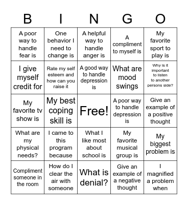 COPING BINGO Card