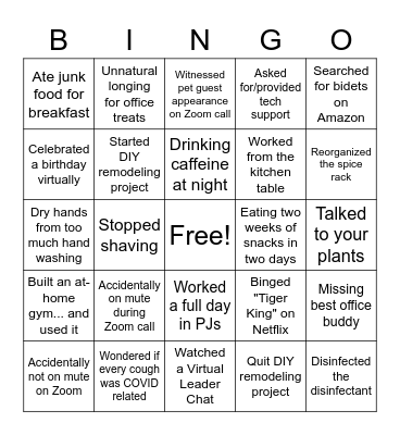 COVID BINGO Card