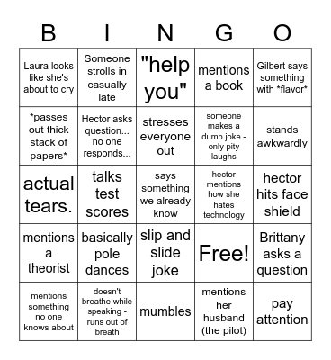 Student Teacher Training Bingo Card