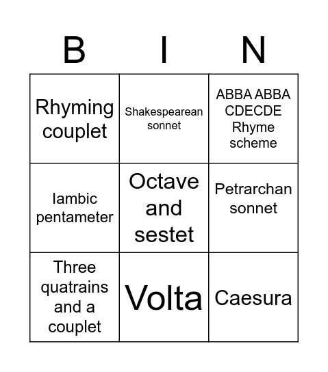 Form and Structural Techniques Bingo Card