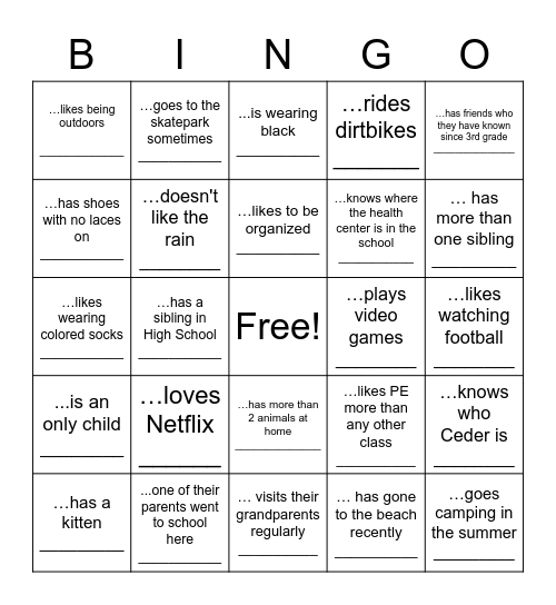 Find someone who... Bingo Card