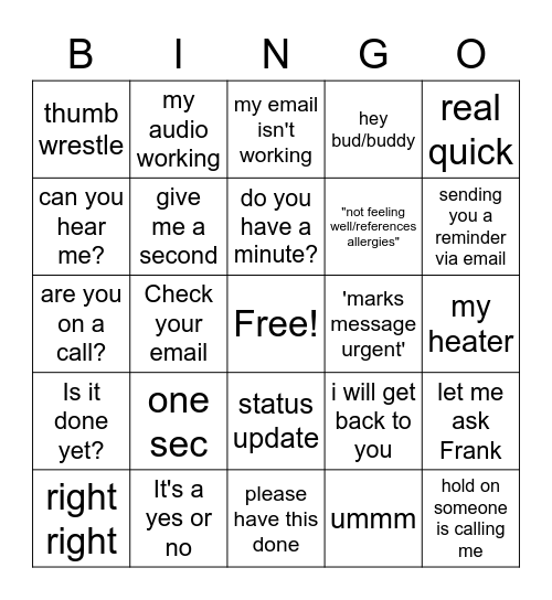 Snook Bingo Card