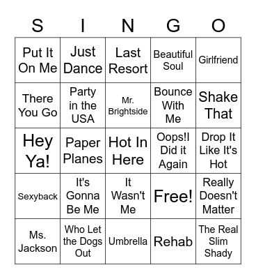 Pop 2000s Bingo Card