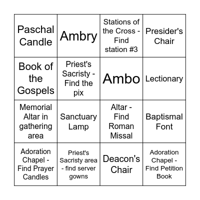 RESURRECTION CHURCH SEARCH BINGO Card