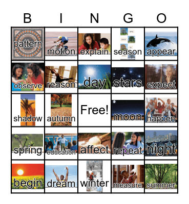 2nd Grade, Unit 5 Vocabulary Bingo Card