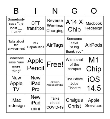 Apple Spring Loaded Bingo Card