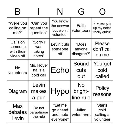 Civ Pro Bingo Card