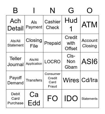 Fulfilment Operations Bingo Card