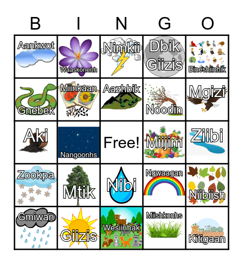 Shkagamik-Kwe Baakaanage Bingo Card