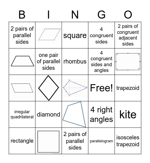 Quadrilateral Bingo Card