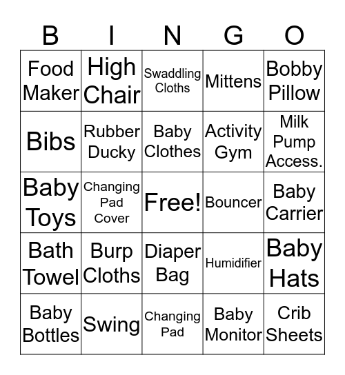 Karolyn & Brian's Baby Shower Bingo Card