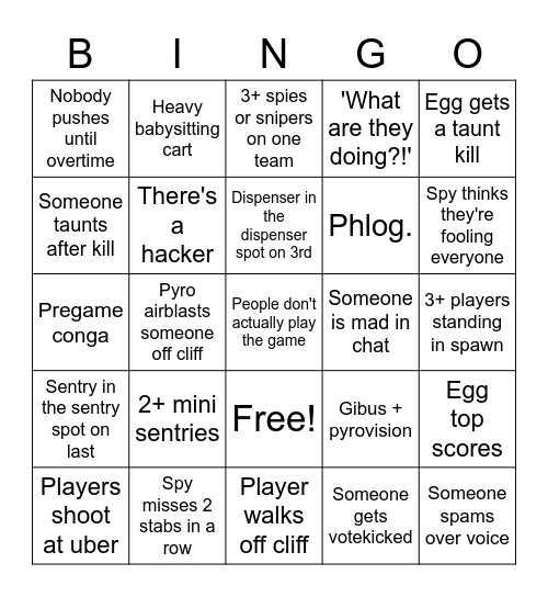 TF2 Bingo Card
